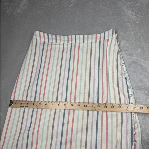 Madewell Button Slit Flecked Nebs Stripe Pearl Ivory Rainbow Midi Skirt Size 4 - Picture 11 of 16